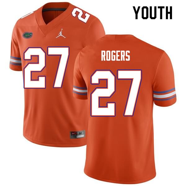 NCAA Florida Gators Jahari Rogers Youth #27 Nike Orange Stitched Authentic College Football Jersey NRL1264YZ